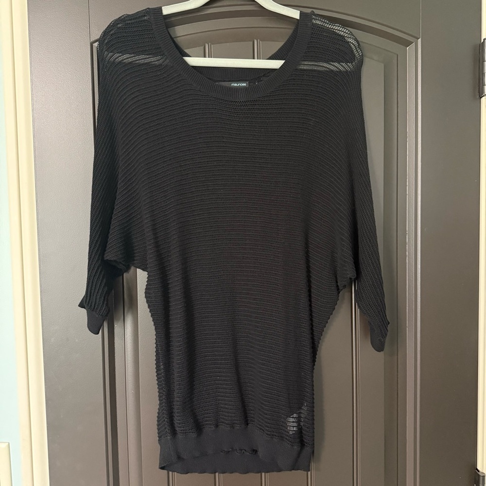 Maurices Black Mesh Knit Slouchy Sweater | Size S - oversized fit | Never Worn